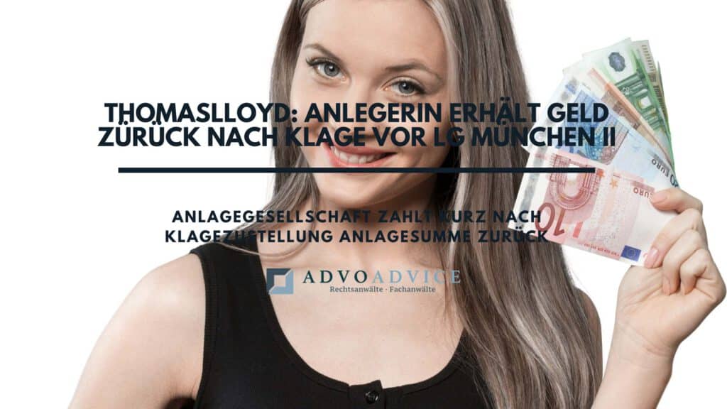 Auszahlung an Anlegerin nach Klage erfolgt